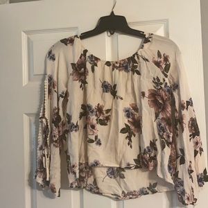 Floral bell sleeve top